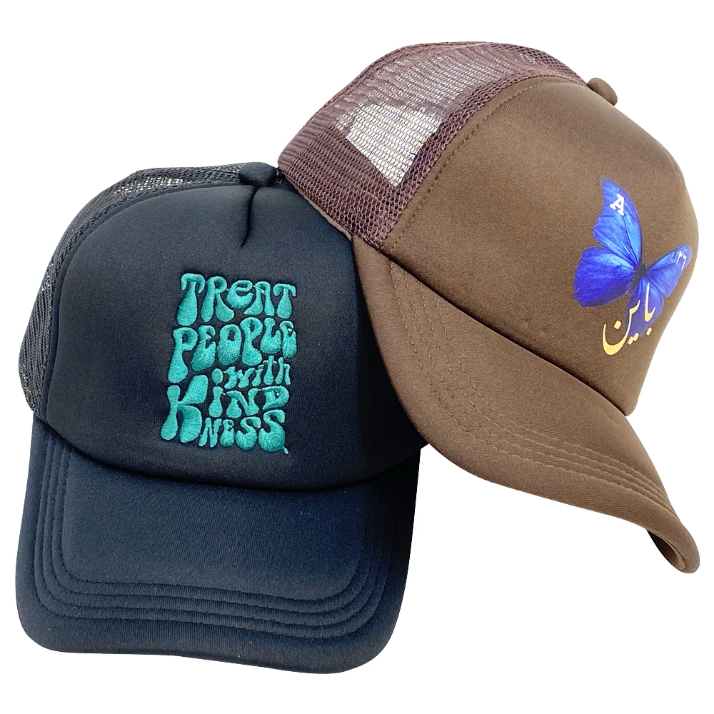 High quality custom embroidery trucker hat printing trucker caps wholesale foam net  hat custom manufacturer topi caps factory