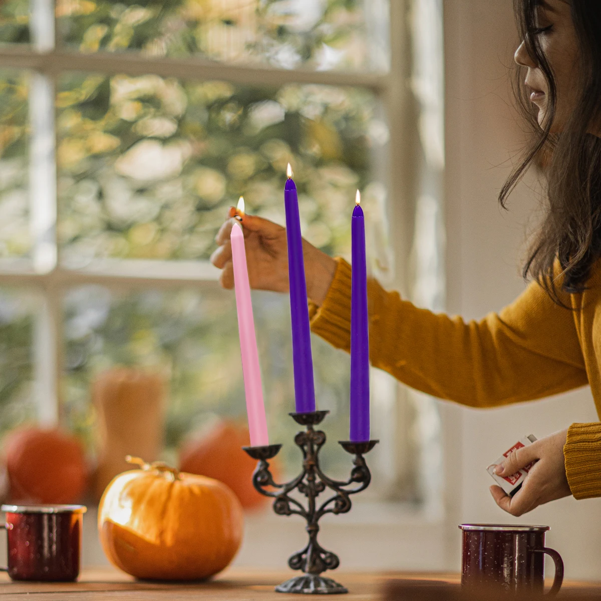 1.76Oz Amazon Wholesale Purple Smokeless Natural Paraffin Wax Unscented  Taper Candles ,Birthday Dinner Dancing Parties Decor