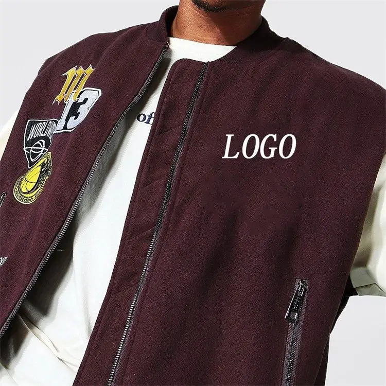 OEM custom winter vintage style color block boxy los angeles varsity bomber jacket for men