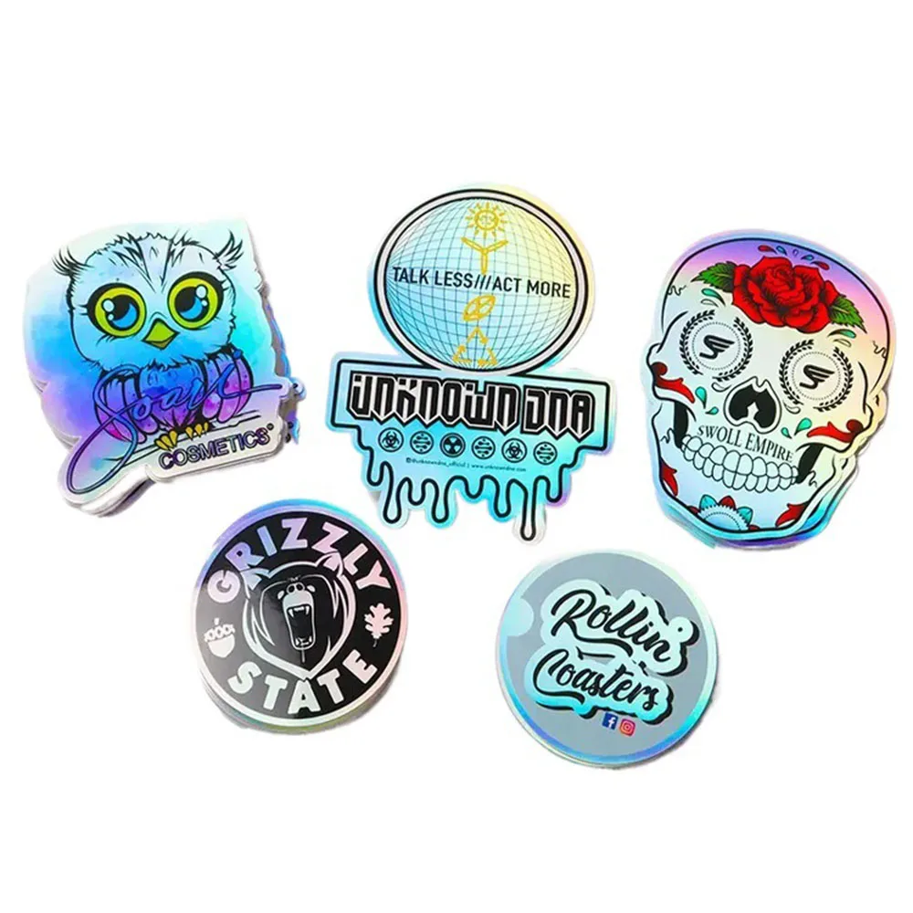 China factory customized logo vinyl stickers & decals holographic stickers 100 pcs