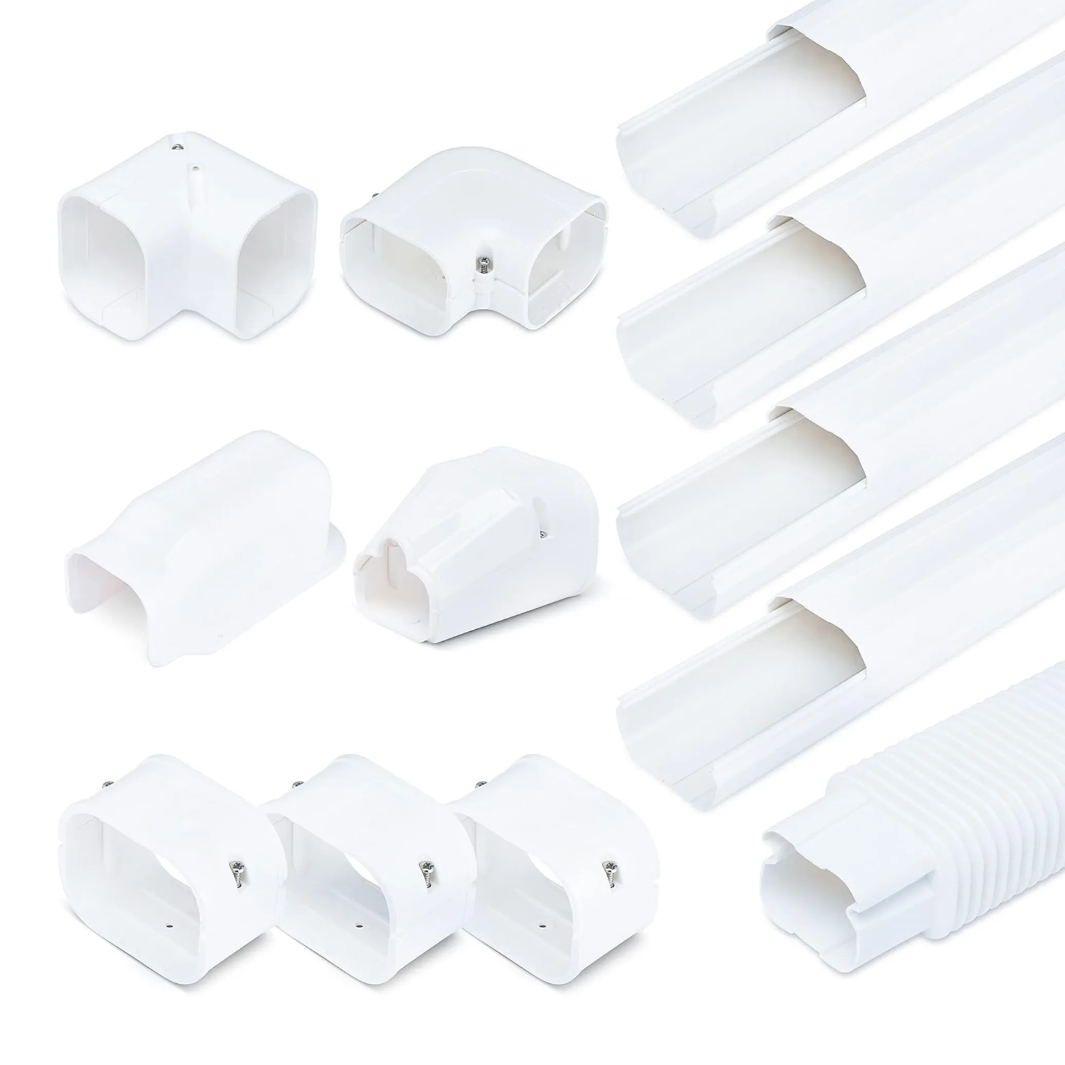 Mini Split White Line Set Cover Decorative PVC AC Line Cover Kit for Heat Pump System and Central AC