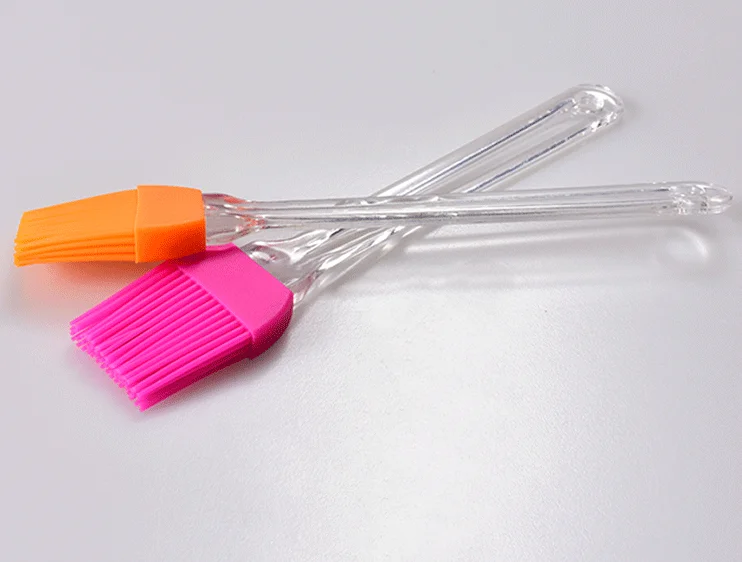 Customized Transparent Straight Handle Medium Sweep Plastic Handle Silicone Brush Detachable Baking Grill Rubber Grease Brush