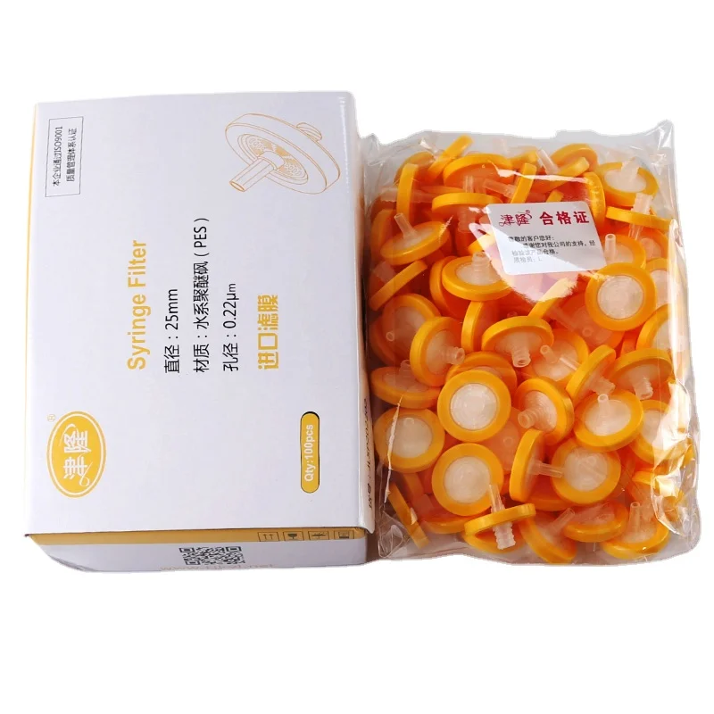 Membrane filter with 25mm disposable syringe, organic/water system/hydrophilic/hydrophobic syringe filter  box of 100
