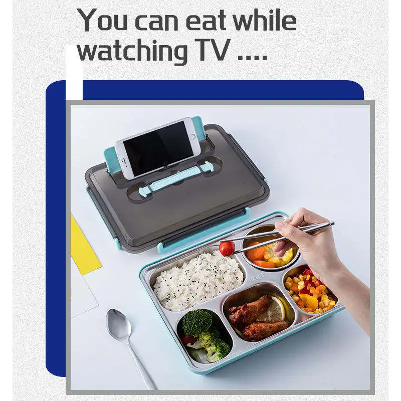 Yongfa Bento Box Lunch Box Not 3 Compartment Divided Plate Dish Set Stainless Steel BPA Free Eco-friendly 4 Compartment Modern