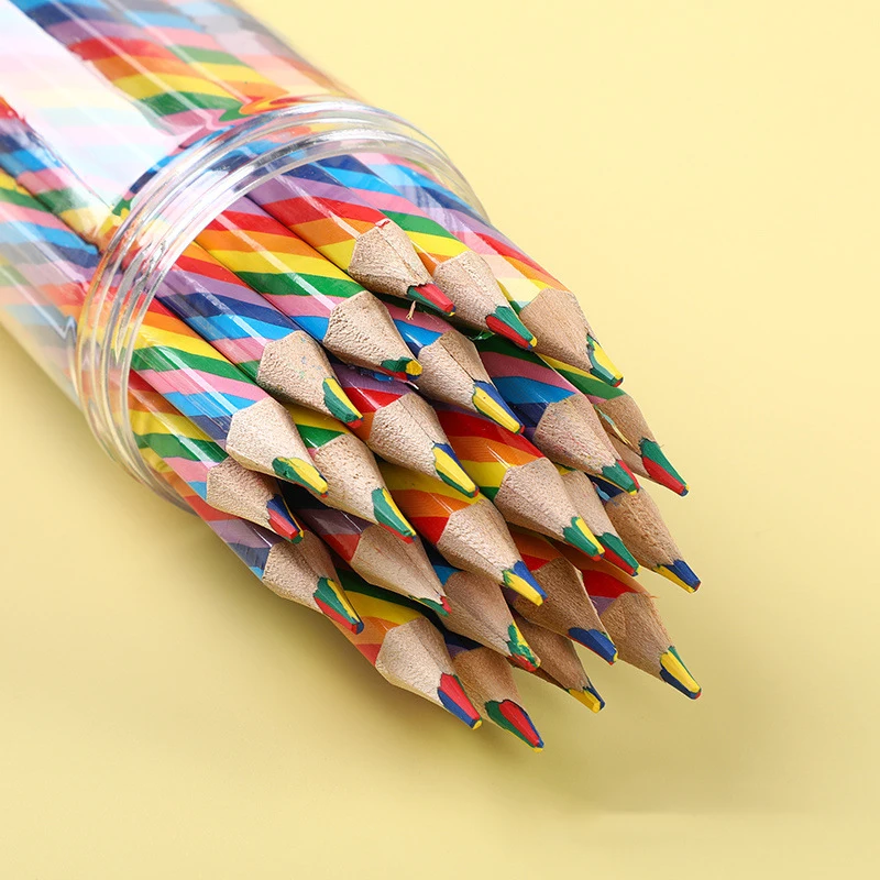 Eco Friendly Kids Sketch Drawing Colorful Triangle Wooden Hb Pencil for School