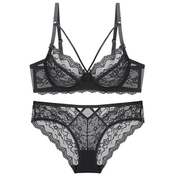 2019 new Bra and Panty Sets Lace Underwear Sets Ladies Lace ultra thin transparent Bra and Brief Sets Women