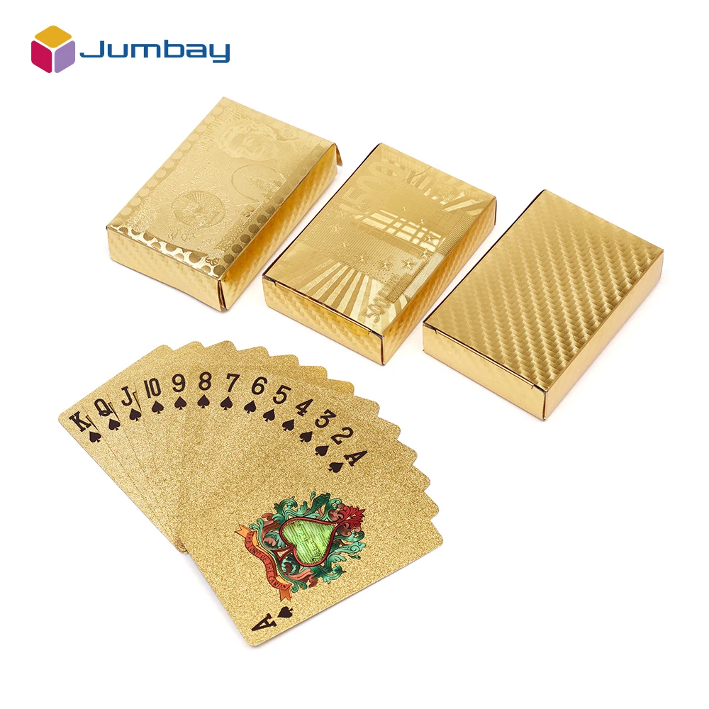Custom 24K Gold Foil Plated Playing Cards Golden 999.9 Gold Plated U.S. Amazon Top Seller Poker Playing Cards Dubai