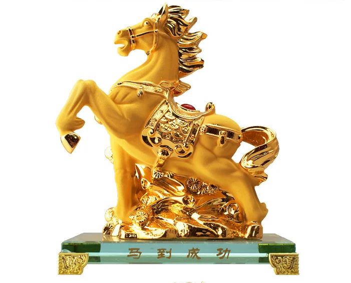 2023 Rabbit Horse Figurine Midium Size Chinese Zodiac Rabbit Golden Resin Collectible Figurines Table Decor Statue