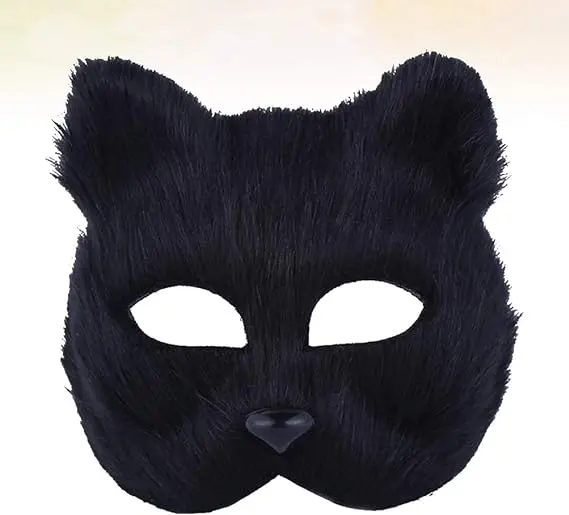 Halloween Half Fox Mask Animal Plush Mask Cosplay Animal Mask for Carnival Masquerade Costume Props