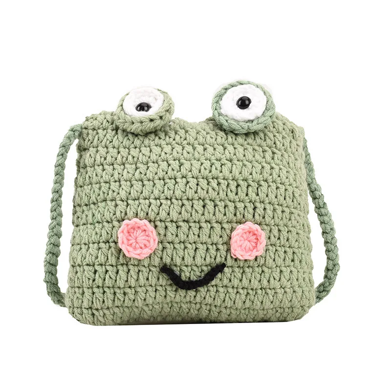 fashion wholesale bag handmade weave cute handbag crossbody shoulder bag frog knitting crochet bag for women girl