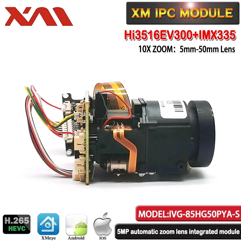 
Xmeye 85HG50PYA-S 10X Zoom 5-50mm Auto-focus Lens HI3516EV300+IMX335 5MP IP Camera Module 