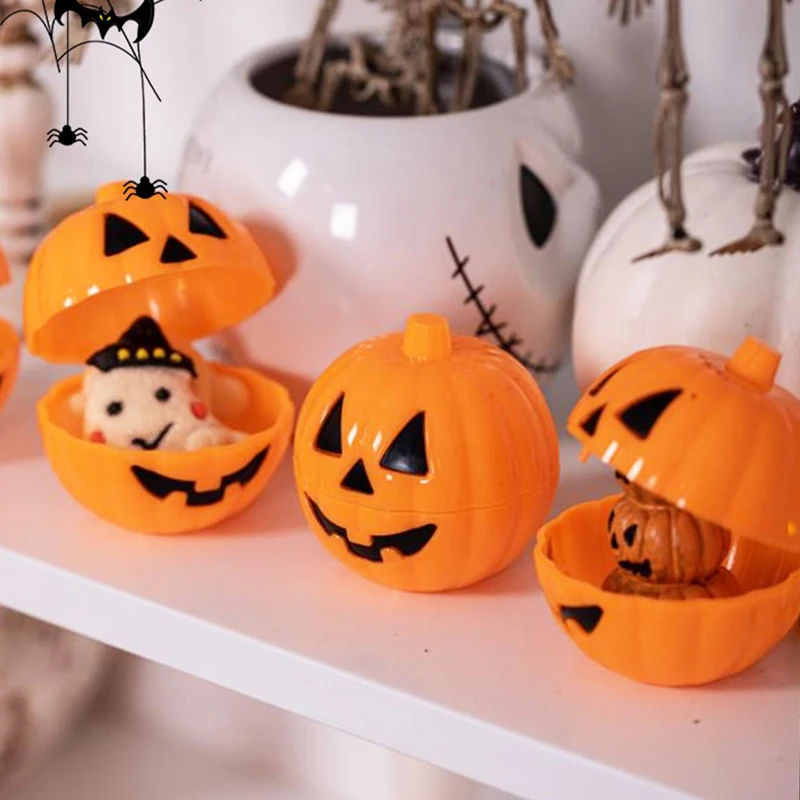 Halloween Pumpkin Bucket Blind Box Twisted Egg Storage Mini Pumpkin Shell Christmas New Year Parties Tricky Open Lid Candy