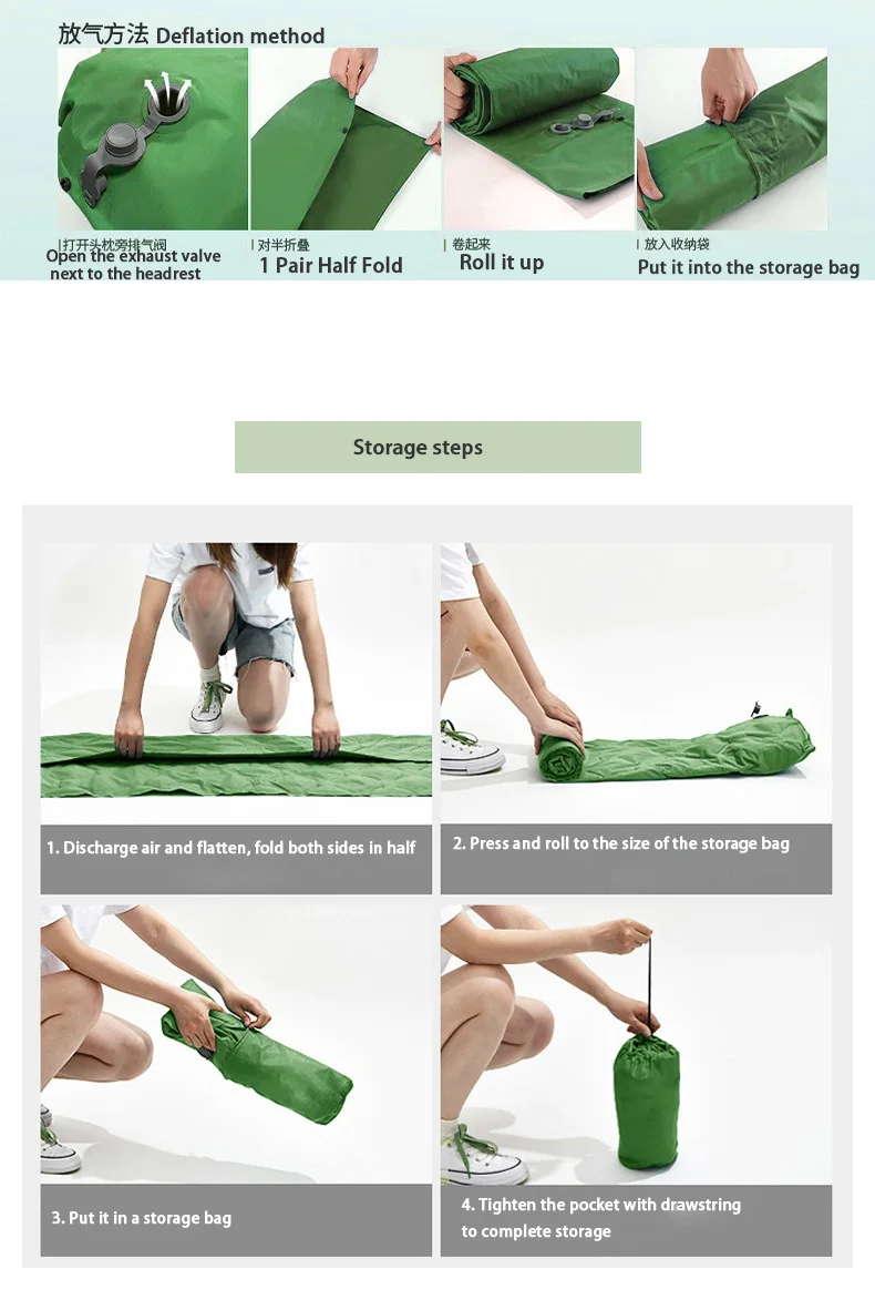 Oem Outdoor Ultralight Foldable Waterproof Air Beach Portable Inflatable Camping Sleeping Mat Pad Camping Gear