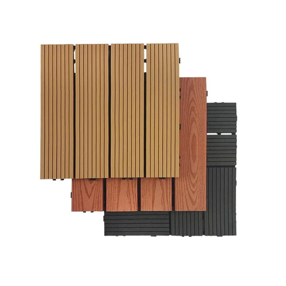 Outdoor PE Decking Board Durable Waterproof Exterior Terrace Interlock DIY Wpc Deck Tiles Flooring