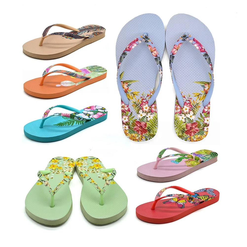 Summer Wholesale Popular Style Rubber Sole Digital Print Women Slippers