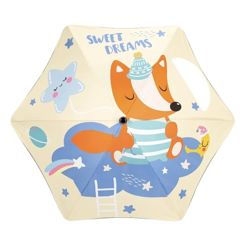 Safety Reflective Fancy Design Kid Umbrella UV Protection Children Stick Umbrella with Cartoon Pattern
