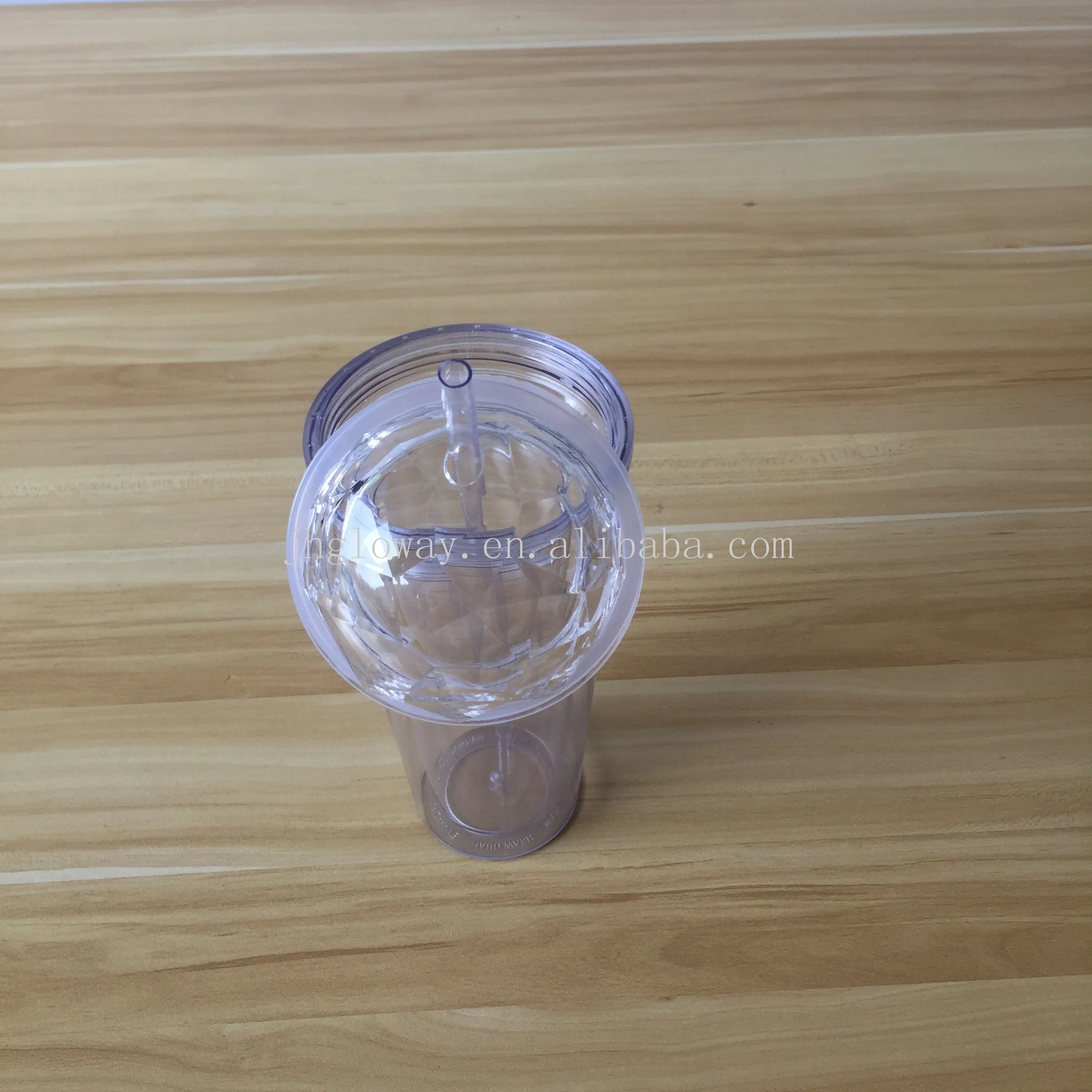 Wholesale custom double walled tumbler plastic clear acrylic clear water tumbler 20oz diamond lid tumbler cup