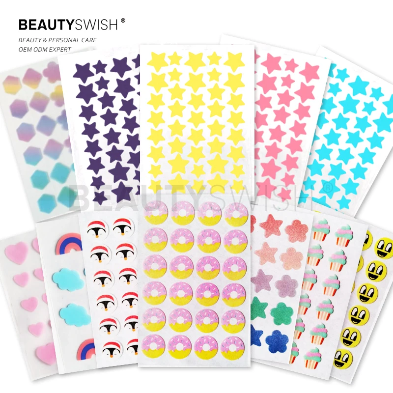 Красочный модный дизайн милый полумесяц звезда облако бабочка в форме цветка Блестящий лазер прыщи патч от прыщей