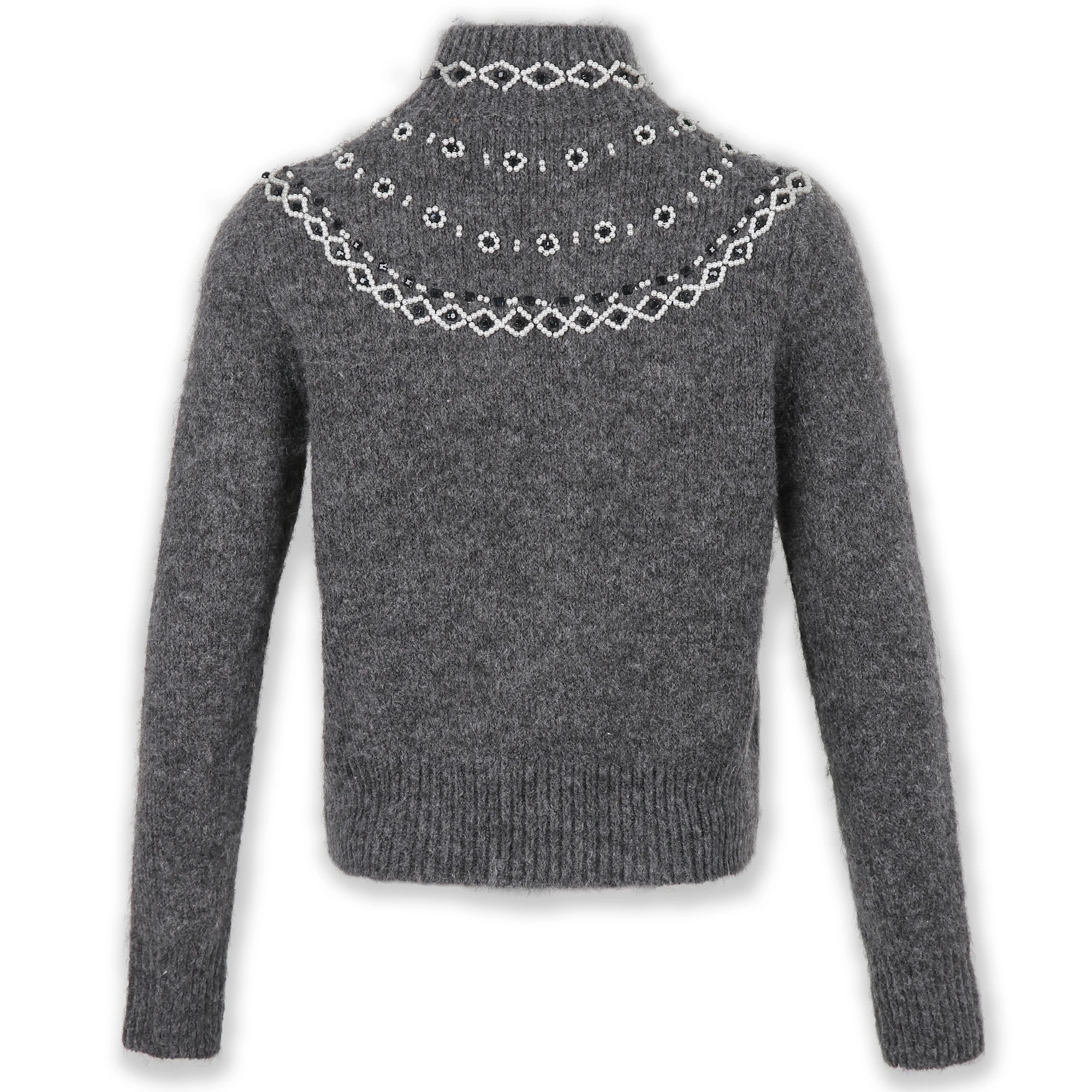 20ALW229 Fashion beading embroidery womens knit sweater turtleneck pullover knitwear warm sweater Knitted clothes