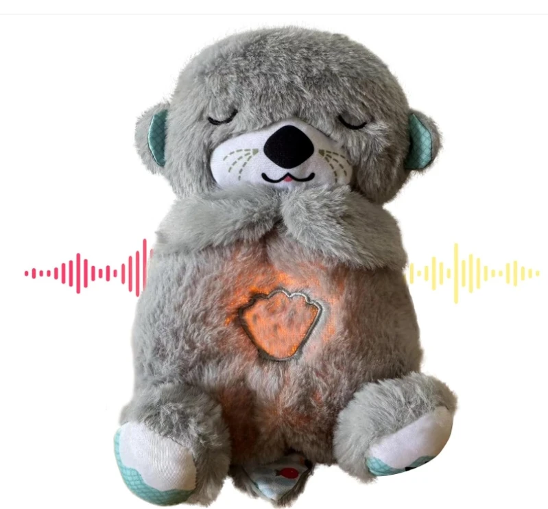 Sound Machine Soothe Snuggle Otter, Sensory Details Music Lights Rhythmic Breathing Motion Musical Baby Toy Plush for Newborns