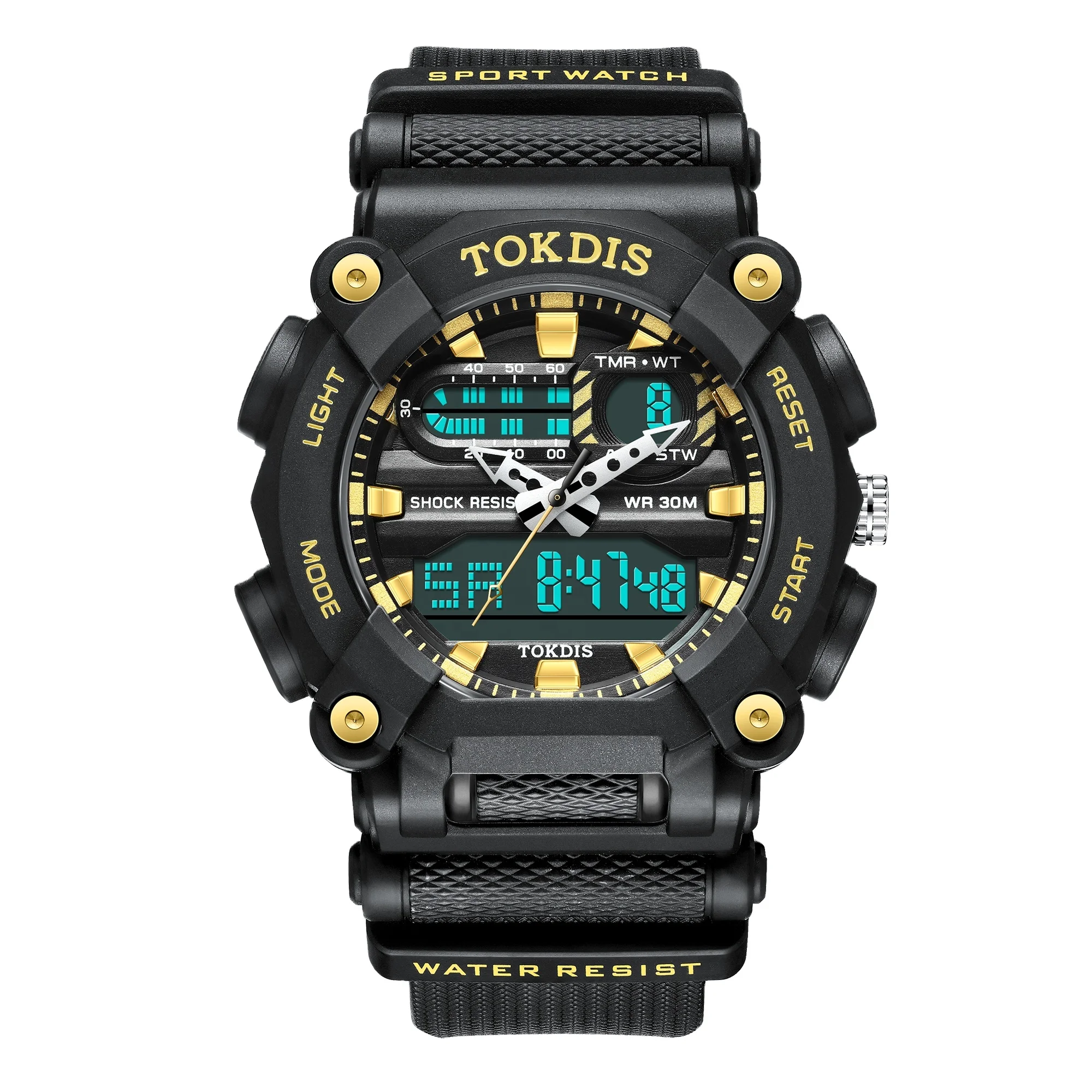 TOKDIS T-02565 Custom Built-in Battery Black Unisex Student Women Man Most Popular New Week Date Sports Watches