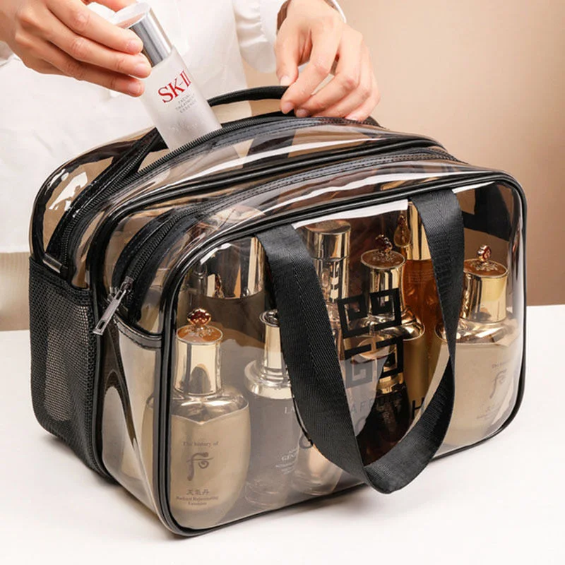 wholesale ziplock novation transparent nylon waterproof wash clear toiletry itembeauty makeup organizer travel cosmetic bag