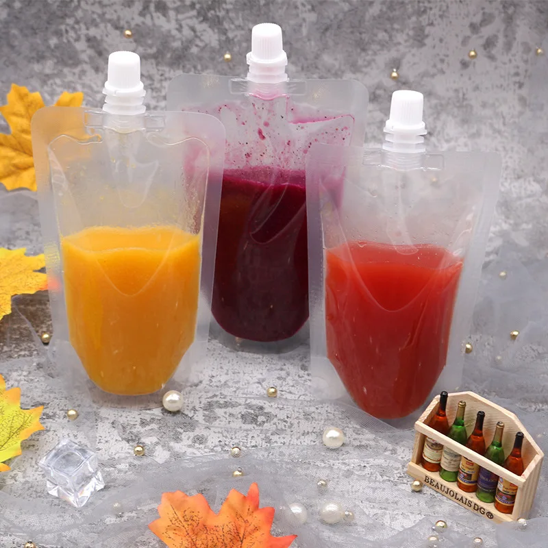 Custom Resealable  Laminated  Liquid Stand Up Alcohol Drink Pouch with Spout Packaging for Beverage