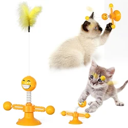 Hot Selling New Pet Interactive Feather Spring Cat Toy 360 Degree Rotate Kitty Toy High Elasticity Spring Cat Ball Toy