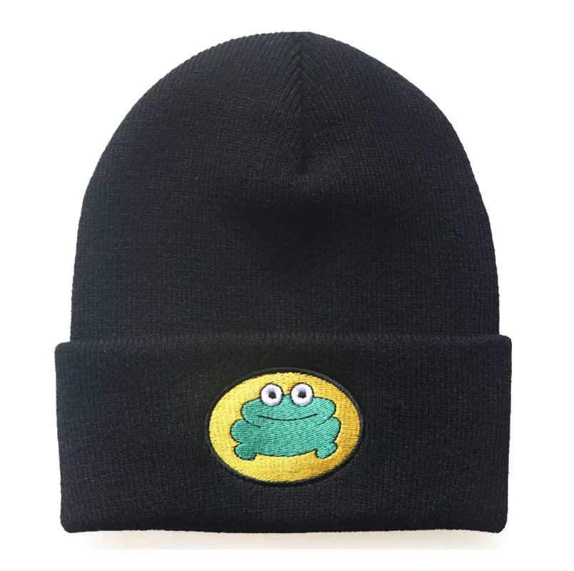 Custom Cartoon Frog Beanie Hat Unisex Custom Logo Embroidered Cheap Acrylic Knitted Beanie Hat