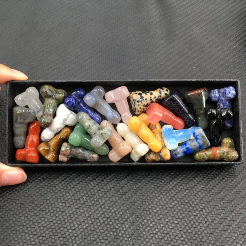 30MM Natural Crystal Carvings Mini Carved Crystal Penis Bulk Gemstone Dildo For Girls Gift