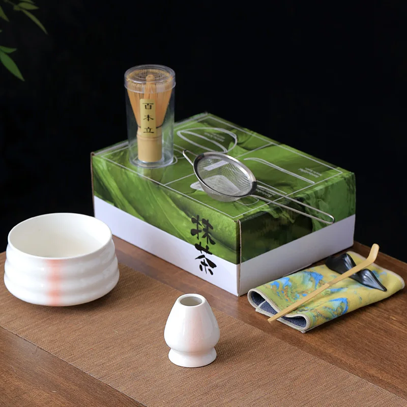 Wholesale Ceremonial Japanese Tea Tool Matcha Whisk Set Customized Matcha Set Gift Box With Metal Spoon,Bamboo Whisk