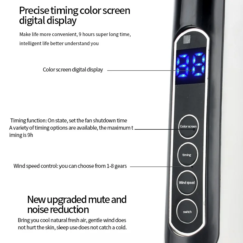 Standinsuper Hot Sale 16 Inch 8 Wind Speed Touch Screen With Remote Control Free Timing Floor Stand Fan Oscillating Pedestal Fan
