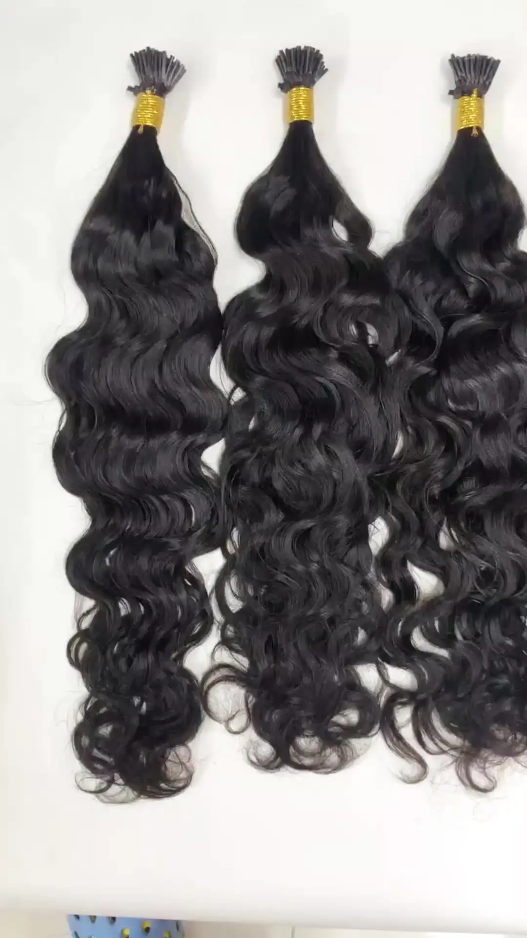 FH Hair Cuticle Aligned Brazilian Human Hair Extensions Wholesale Water Wave Keratin i-Tip Hair Natural Wave Style