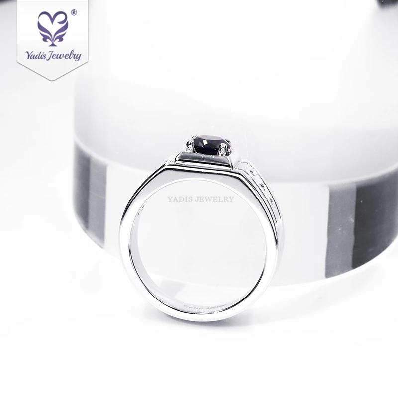 Yadis custom Blue Sapphire 925 Silver white gold plated engagement fine jewelry rings for men