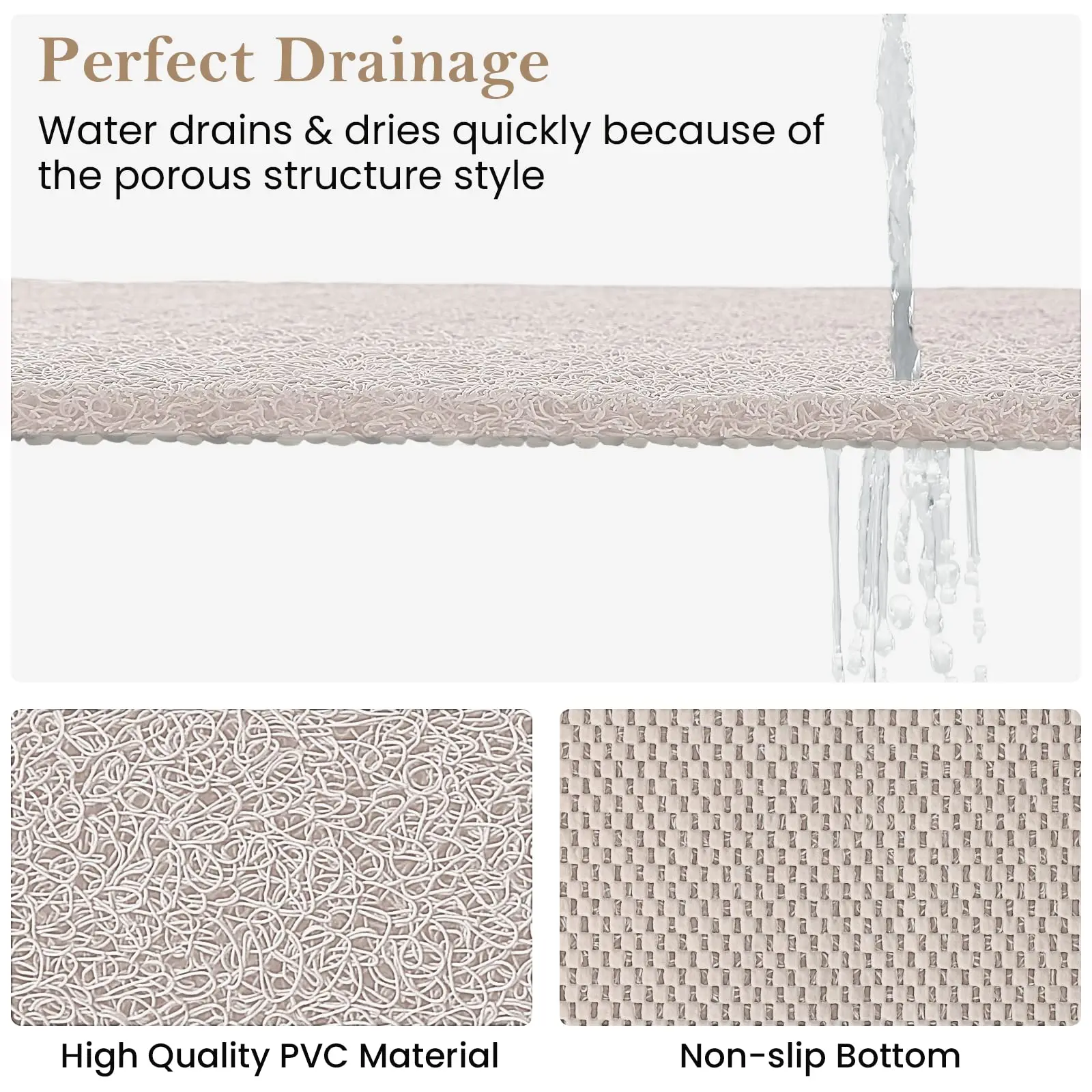 Soft Textured Easy to Clean Shower Mat Custom Logo Bathmat Hydro ,Eco-Friendly Drain Bath Mats for Hotel