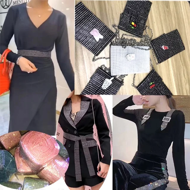 Ножничная резка, гибкая растягивающаяся сетка из настоящего хрусталя, 24 ряда, Алмазная сетка, рулон для свадебного торта