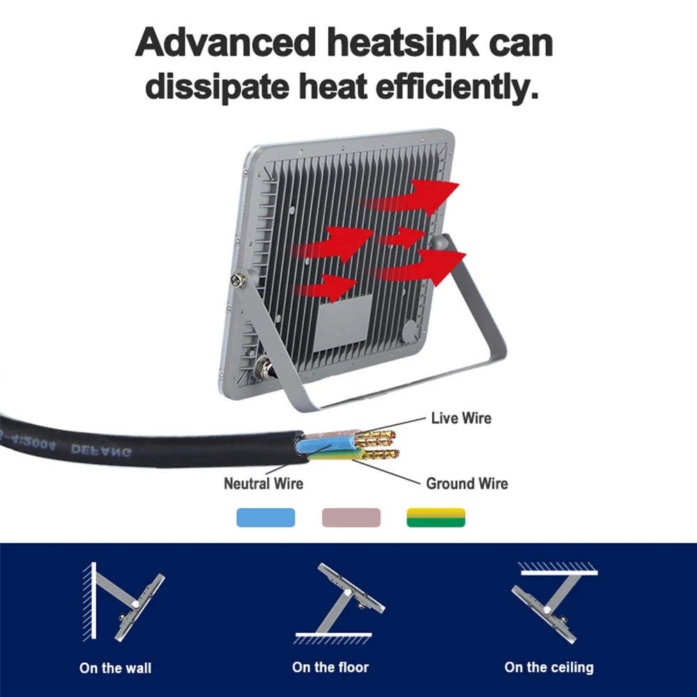 KCD IP65 Waterproof Outdoor High Lumens Super Brightness More Powerful Cool Design 30w 50w 60w SMD LED Flood Light