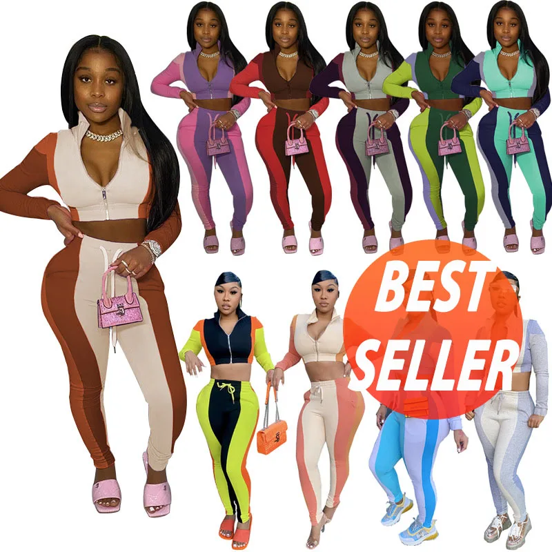 2021 jogger winter fall autumn crop top casual woman clothing matching tracksuit outfit 2 two piece pants sets fashion for woman