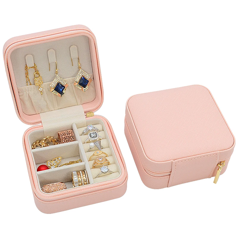 Wholesale Mini Travel Jewellery Case Portable Ring Earring Necklace Storage Organizer Custom Pu Leather Small Jewelry Box