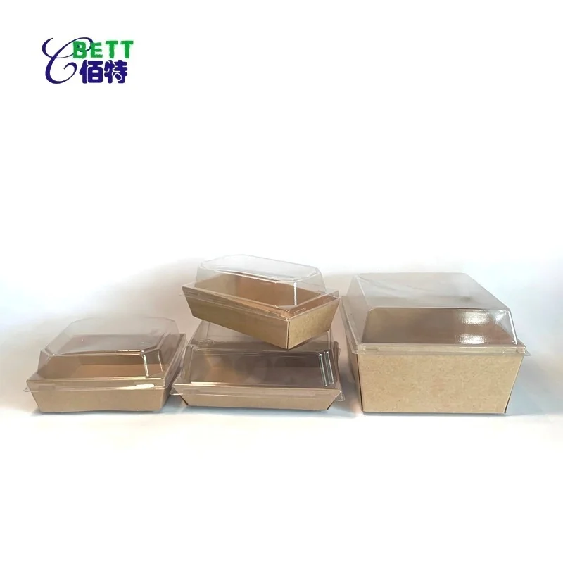 disposable compostable 2layer brown Kraft Paper Food hot dog bread Swiss Roll sushi Bakery togo Takeaway container Box Packaging