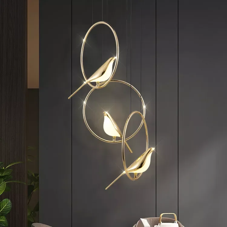 Kasanto Nordic Modern Gold LED kitchen Chandelier Lamp Bird Hanging Light Pendant Lighting For Living Room