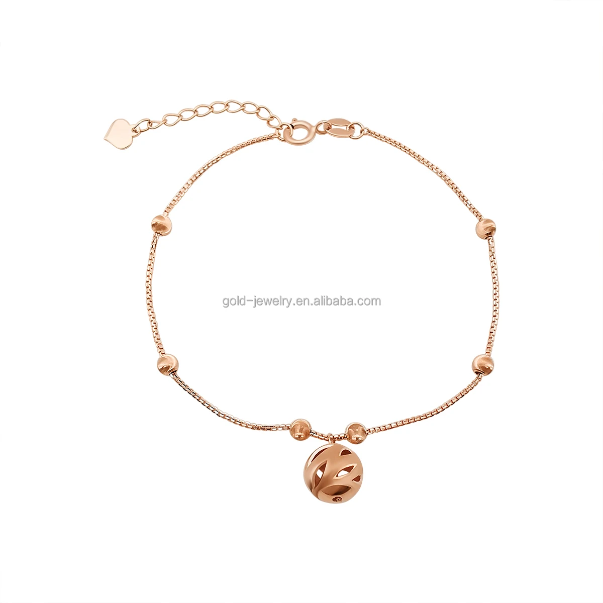 1000s Jewelry 18K Real Rose Gold Bracelet Wholesale Women Charm Bracelet Solid Gold Chinese Factory Ball Shape