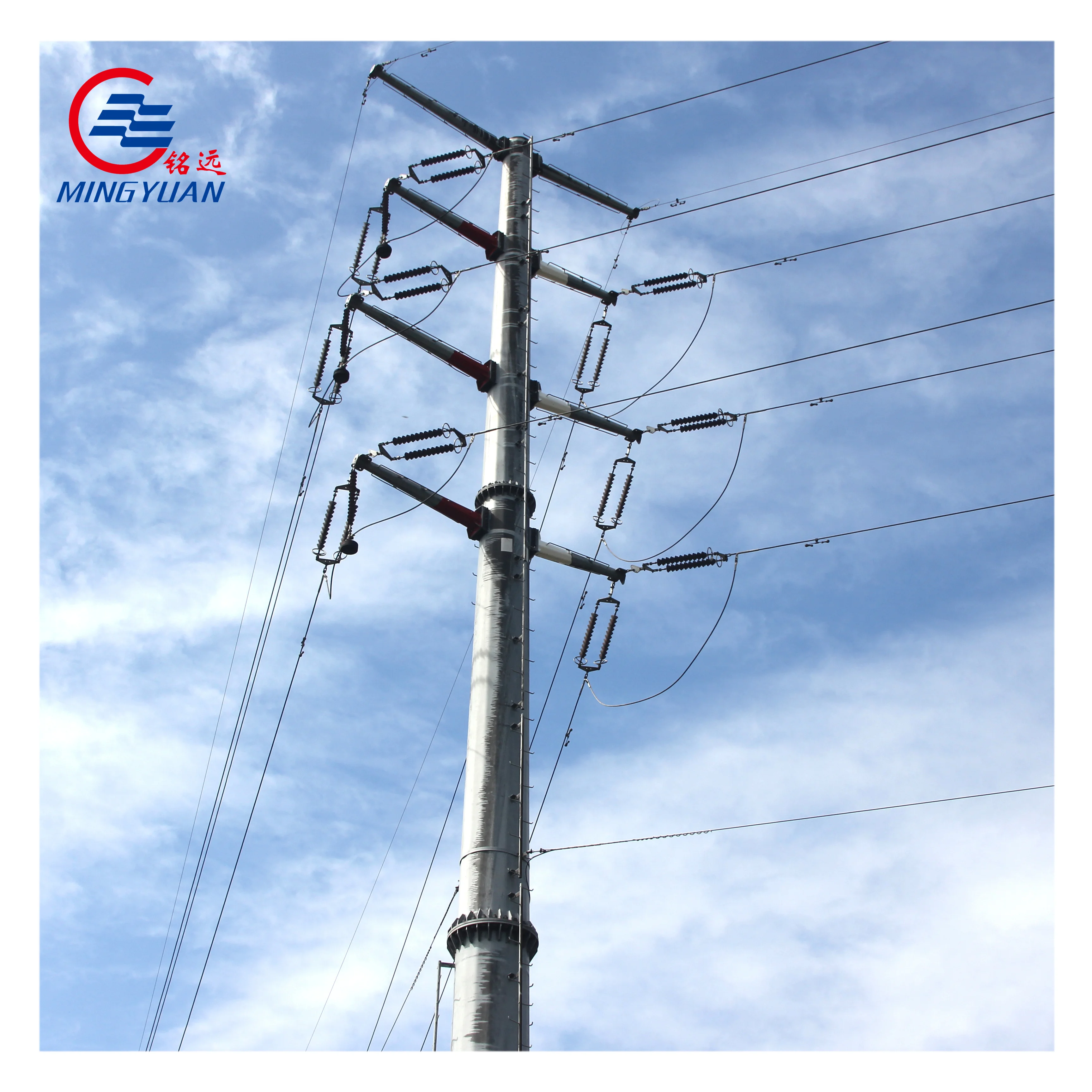 Hot dip galvanized Electric Power Pole with Flange Connection