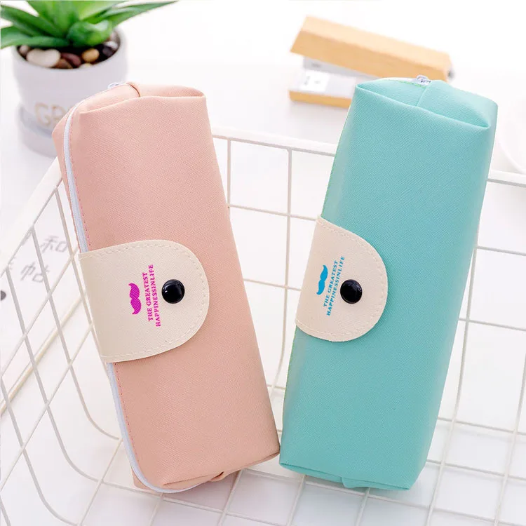 Boys and girls students pink blue portable beard large-capacity pencil bag pencil case travel cosmetic storage bag