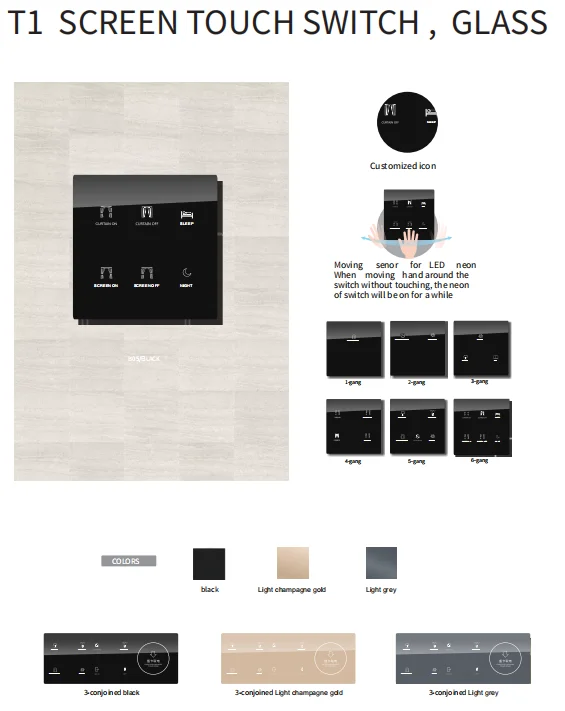 Boonlive Shenzhen Electrical Glass Panel RS485 Remote Led Smart Wall Switch Socket For Light Control For Home