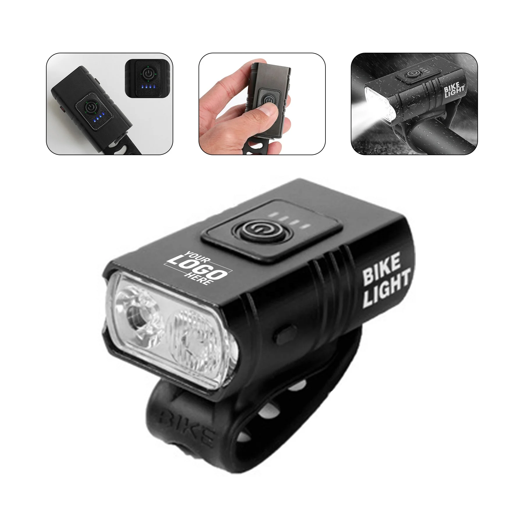 Custom Logo Mountain Led Bicycle Lights Bike Front Headlight Power Display Waterproof Usb Cycling LED Bike Front Lamp
