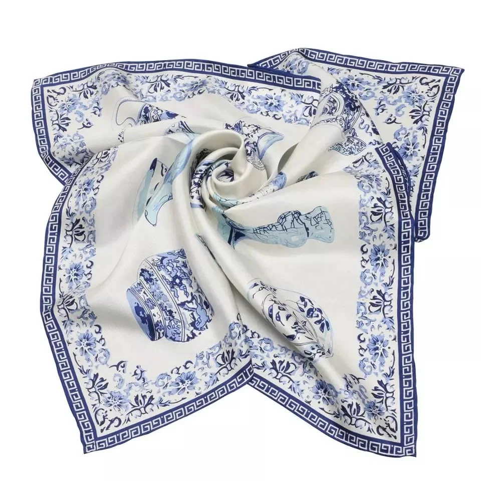 Manufacture Custom Neck Silk Scarf 70 Cotton 30 Silk Cotton Head Scarf High Quality Factory Direct Silk Scarf Sales