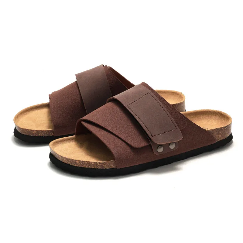 Summer Beach Cork Slippers For Men And Women Fashionable Outerwear Double Button Couple Style Retro And Trendy Casual Sandals