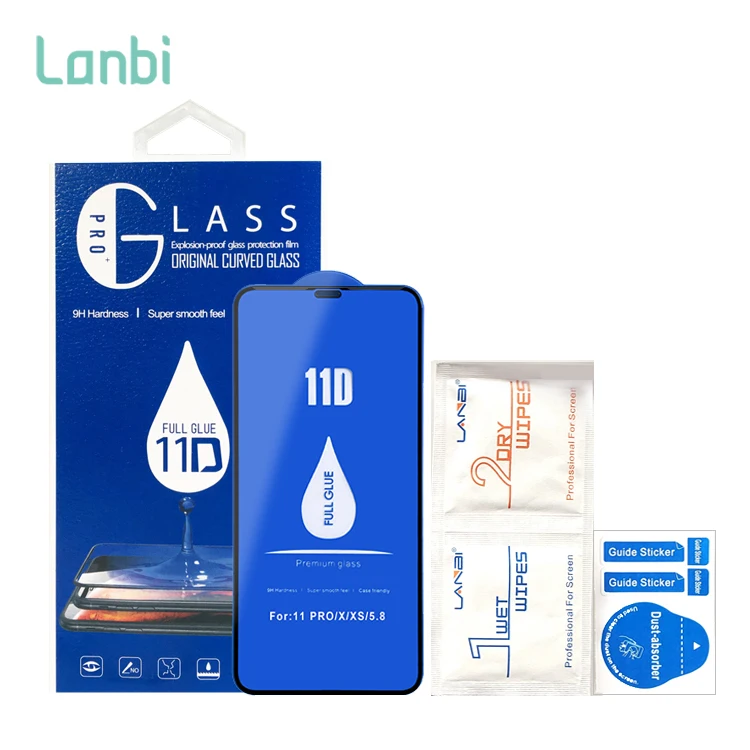 Lanbi Original Curved Glass Tempered Glass Screen Protector For iphone 7 6s Plus 8 X 11
