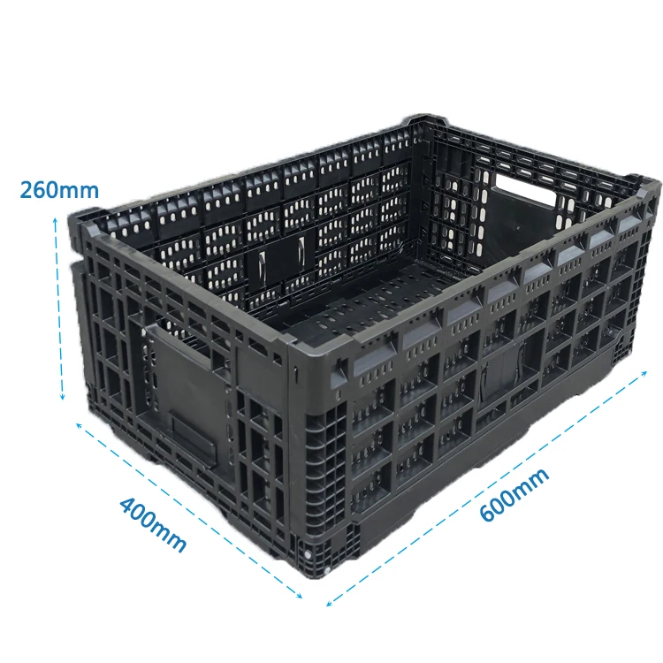 HAOSEN Factory wholesale Large Capacity HDPE, PP Collapsible Plastic Crate Mesh Design Vegetable Milk Egg Food Box for Sale